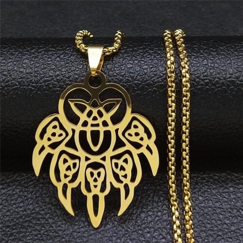 Viking Irish Wolf Claw Stainless Steel Chain Necklaces Women/Men Gold Color Long Necklaces Jewelry collier ras le cou N3080S02