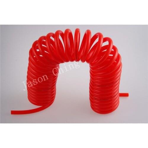 12mm Outside Dia Pneumatic Compressor PU Recoil Air Hose Coil Spring Pipe Red 9M