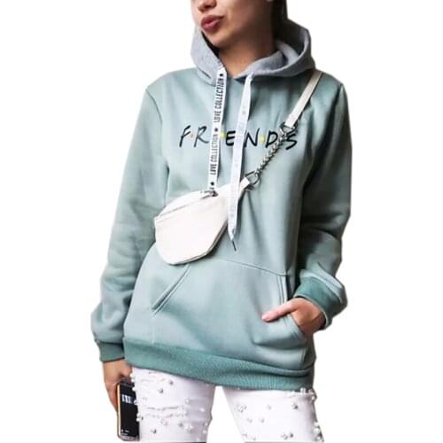 Friends Casual Sportswear Fashion Hooded Plush Large Size Warm Harajuku Womens Top