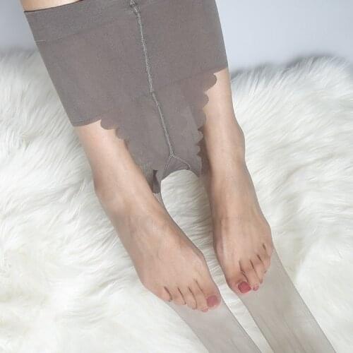 All-transparent silk stockings thin style summer ultra-thin pantyhose bikini seamless invisible grey toe reinforcement