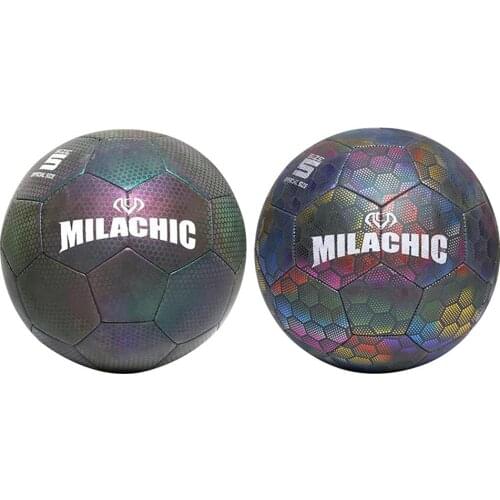 Size 4/5 Light Up LED Soccer Ball Luminous Fluorescent Glows in the Dark Students Exam Training Football