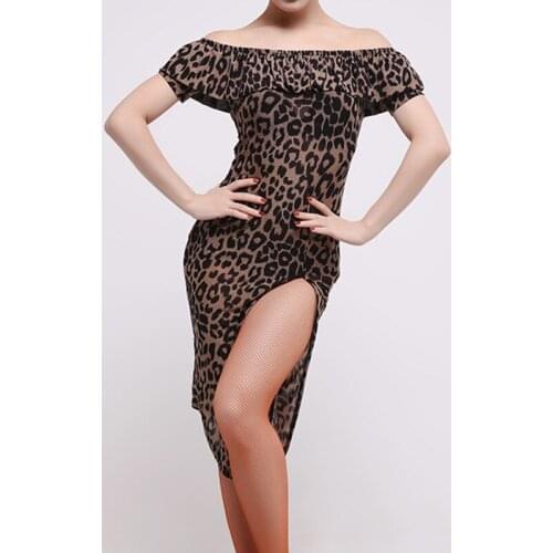 Sexy leopard latin dance dress for practice women latin salsa dress modern dance costumes latin dress dancing clothes Dancewear