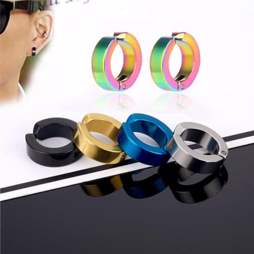 1PC Stainless Steel Without Piercing No Hole Ear Clip For Men Round Retro Punk Earrings Simple Earrings Fashion Fine Jewelry