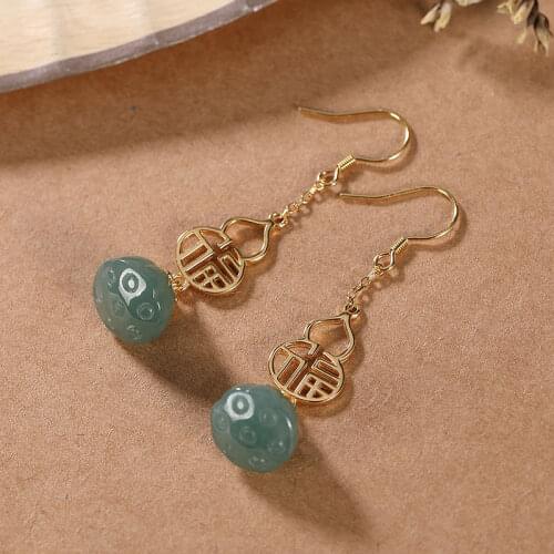 Natural lotus jade earrings with gold 925 sterling silver earrings for women sales with free shipping clearance sale
