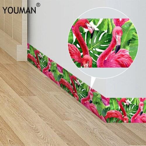 Modern Flamingo Cartoon 3D Sticker Wallpaper Waterproof Self-adhesive Waist lines Wall Border Sticker for Kitchen Bathroom Decor
