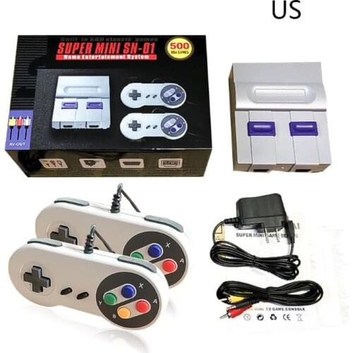 C1FB 1Set Super Mini 8Bit Game Console Mini TV Retro Handheld Gaming Player Gamepads AV Output with 500 Video Games