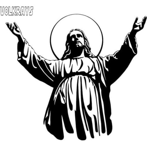 Volkrays Personality Car Sticker Jesus Son of God Accessories Reflective Waterproof Sunscreen Vinyl Decal Black/Silver,16cm*18cm