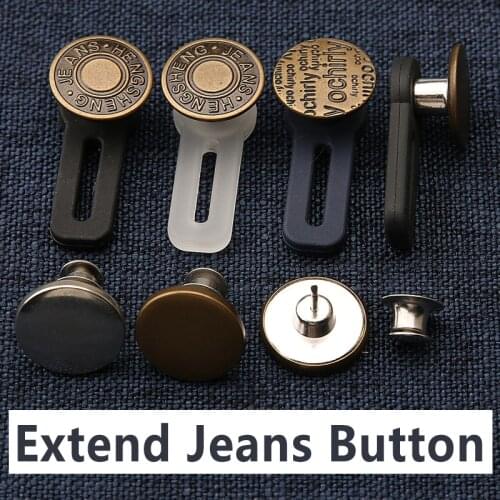 Non-Sewing Buttons Adjustable Disassembly Retractable Jeans Waist Button Metal Extended Buckles Pant Waistband Expander