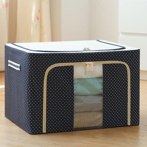 Steel frame storage box Oxford cloth storage box quilt storage box folding wardrobe fabric extra large storage bag with lid