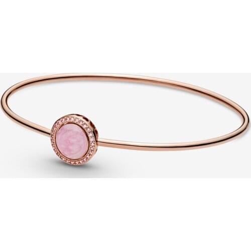 Rose Gold Pink Swirl enamel Bangle Fit Original Pan 1:1 Love Bangle Women jewelry