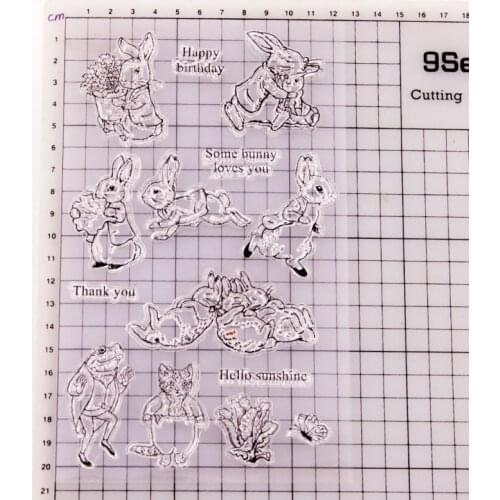 1Pc Fashion Silicone Cartoon Rabbit Frog Cat Transparent Clear Stamp Sheet Cling Scrapbooking Photo Album Paper Card DIY Craft