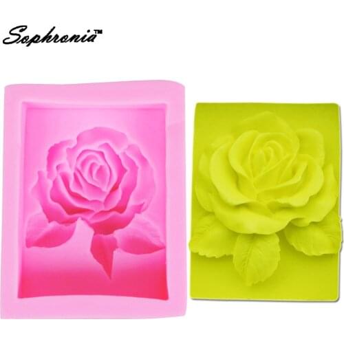 Sophronia S028 1PCS Rose Silicone Soap Mold Candle Clay Mold Fondant Cake Decorating Tool Baking Cake Chocolate 9.4*7.6*4cm