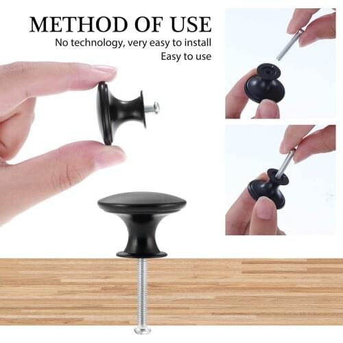 12pcs Simple Matte Black Single Hole Single Grain Small Handle Cabinet Door Handle Round Flat Hollow Small Handle