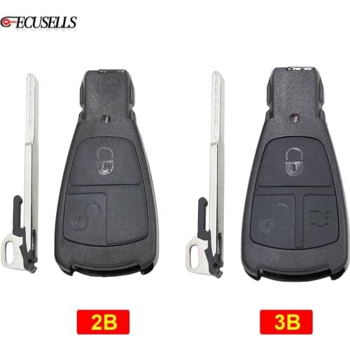 2/3 Button Remote Key Shell Case Housing Cover with Emergency Insert Blade for Mercedes-Benz C180 1998-2004 W202 C E S Class
