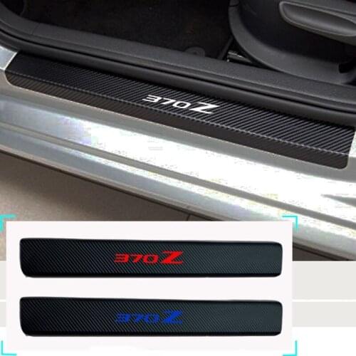 2PCS Carbon Fiber Vinyl Welcome Pedals Sill Guards sticker car door sill sticker for Nissan 370Z Car accessories