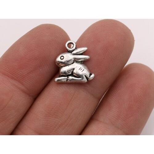 30pcs Tibetan Silver Plated Rabbit Charms Pendant for Bracelet Necklace Jewelry Making DIY Handmade Craft 19x15mm