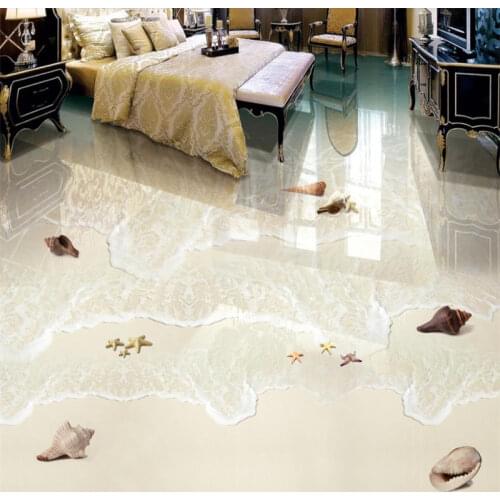 3D floor wave europe custom seaview seach 3d stereoscopic floor wallpaper waterproof self-adhesive murals 3d murals floor