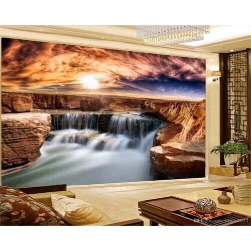 Customize Any Size 3d Waterfall Wallpaper Beautiful Autumn Scenery Digital Printing Indoor TV Setting Wall Paper