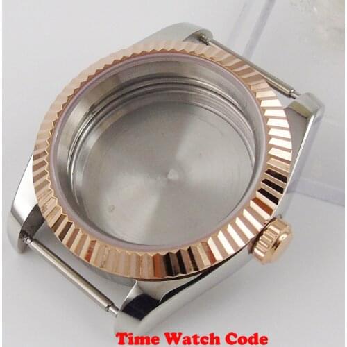 40mm Watch Case Sapphire rose-gold bezel fit ETA2836 Miyota8215 DG2813 MOVEMENT