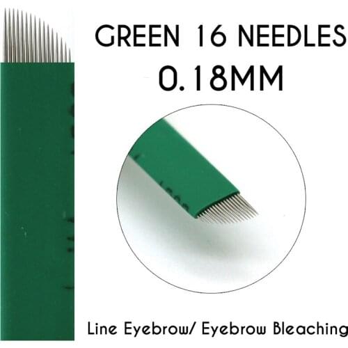 50pcs Microblading Eyebrow Blades 16 Needles Permanent Makeup Eyebrow Tattoo Microblading Needles Disposable Manual Microblades