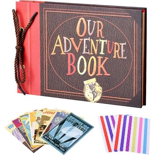 3-D Raised Our Adventure Book Embossed Scrapbook Album, 11.6 x 7.5 inch, 29.5cm x 19.5cm, Light Brown Pages