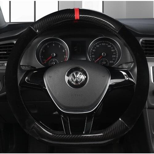 38cm D Shape Car Steering Wheel Cover Leather for Golf K3 POLO JATTA Suzuki Swift Nissan Rogue 2017 2018 2019 2020