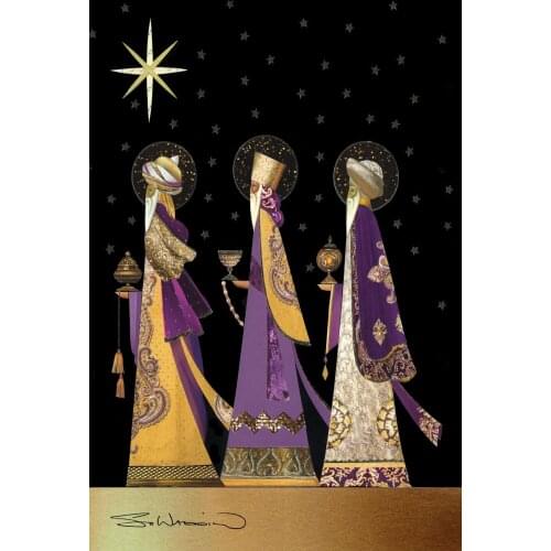 Three Wise Men Decorative Colorful Purple Gold Christmas Star Jesus Birth Wall Hanging