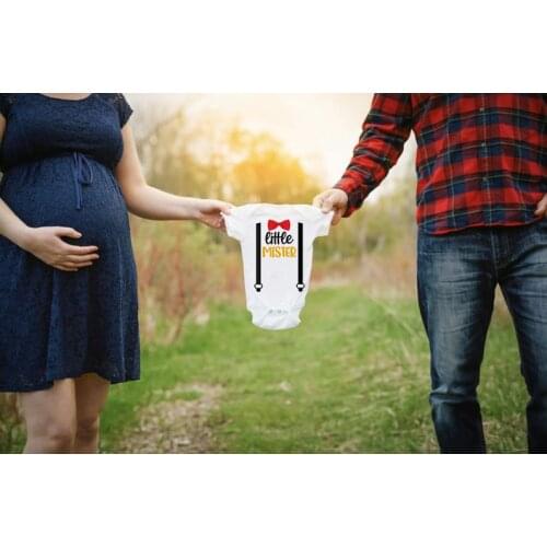 Little Miss Little Mister baby rompers baby Girl boy Clothes Gift Baby short sleeve Outfits pregnant announcement Gift