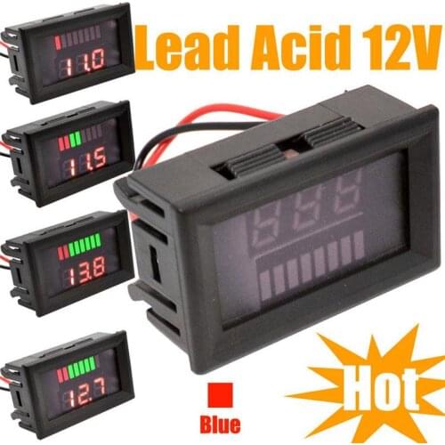12V ACID Lead Battery Charge Level Indicator Battery Tester Lithium Battery Capacity Meter LED Tester Voltmeter Dual Display