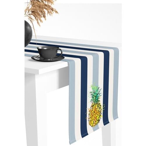 Custom Production Pineapple Pattern Italian Stitch Runner Blue