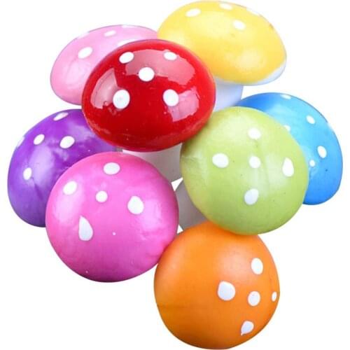 Hot Sale 8Pcs Mini Multicolor Artificial Mashroom Landscape Crafts Bonsai Garden Decor Realistic Unfading Home Resin Decor