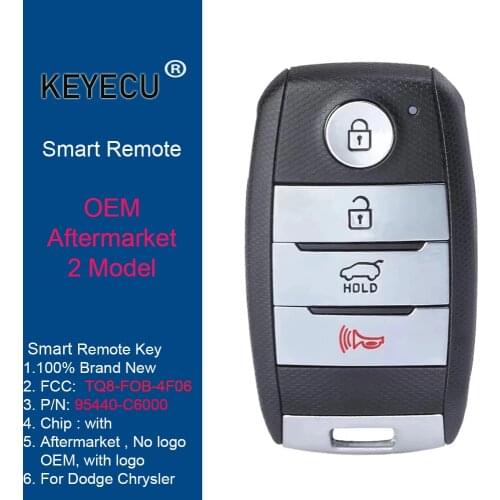 KEYECU Keyless-Go Smart Remote Key for Kia Sorento 2015 2016 2017 2018 Fob 4 Button - FCC ID: TQ8-FOB-4F06 UMa PE - 95440-C6000