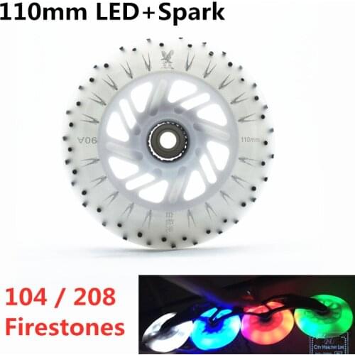 110mm LED speed skating wheel white blue red colorful 110 inline speed skates tyre 90A 4-leds shine flash fire stone flint spark