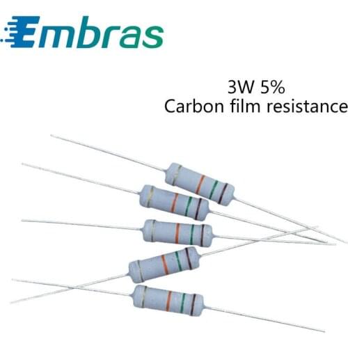20Pcs 3W 0R-22M Carbon Film Set Of Resistor 5%Tolerance 12K 18K 27K 36K 110K 300K 750K 1M 2M 3.9M 10 Ohm Electronics Resistance