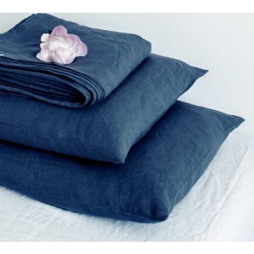 3PCS Spain Blue Bedding Set Nordic Bed Cover 150 Nature Linen Double Bed Linen Duvet Cover 135 Quilt Cover 260x240 2 Pillowcase