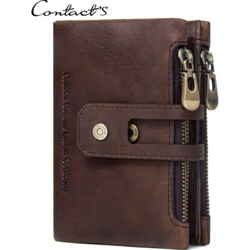 Genuiner Leather Mens Wallet With Coin Pocket Zipper Man Money Bag Hasp Credit Card Holder Purse For Male Short Mini wallet
