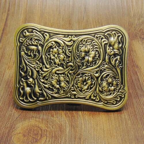 Square Western Vintage Cowgirl Cowboy Floral Flower Belt Buckle Metal Western for Mens Belt