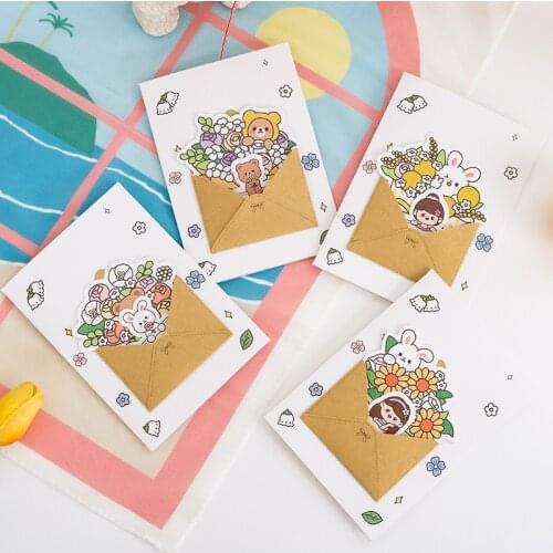 Cartoon Cute Bear Bunny Three-dimensional Blessing Bouquet Teachers' Day Blessing Card Creative Blessing Greeting Card