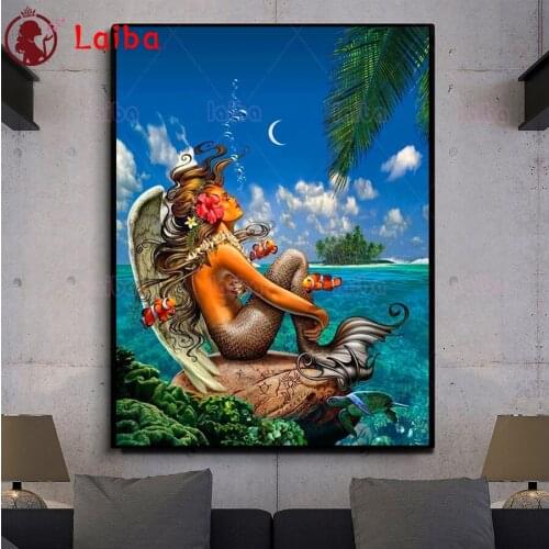 Full DIY Diamond Painting kit Mermaid angel girl pattern Cross Stitch Diamond Embroidery Patterns rhinestones Mosaic home decor