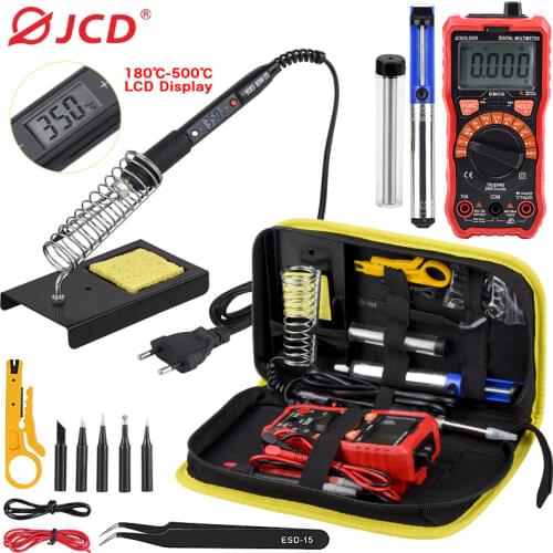 JCD soldering iron kit with Digital multimeter 6000 counts AC/DC voltage meter Flash light solder iron 80W 220V welding tool