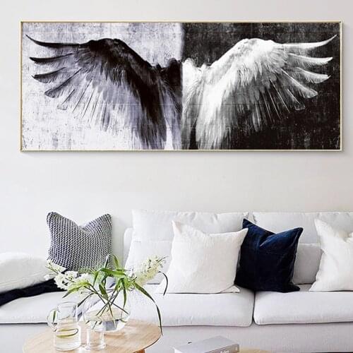 Angel Wings Wall Posters And Print White and Black Vintage Wall Art Canvas Painting Wings Art Wall Picture For Living Room Decor