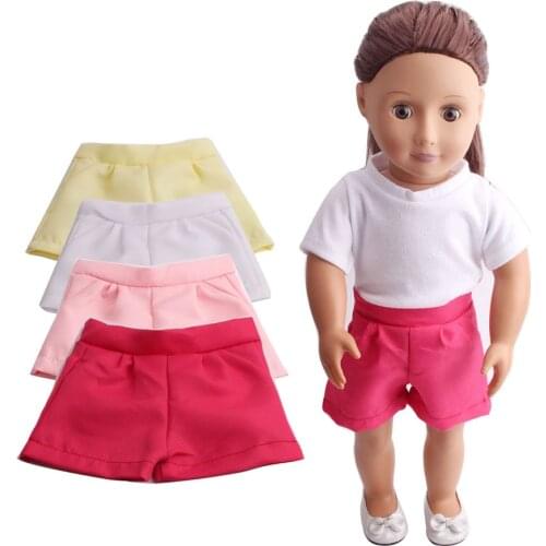 2021 New Macaroon Shorts Wear Fit 43cm Baby New Born doll,American Girl 18inch Doll Clothes Accessories