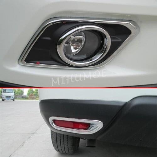 Front + Rear Chrome Fog Light Cover Trims Bumper Reflector Surrounds For Nissan X-Trail Rogue T32 2014 2015 2016