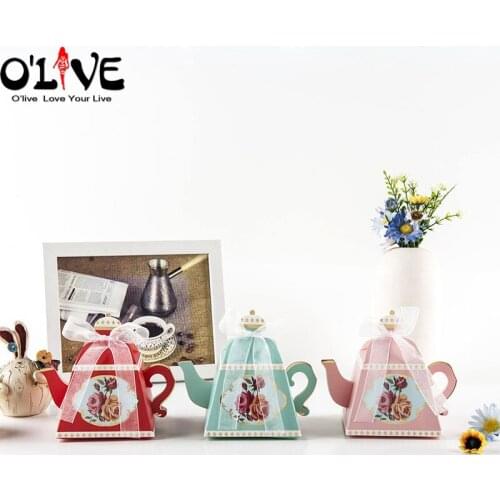 50 Pcs Teapot Shaped Gift Bag Wedding Candy Box Paper Bonbonniere Baby Shower Birthday Party Favors Packaging Cardboard Boxes