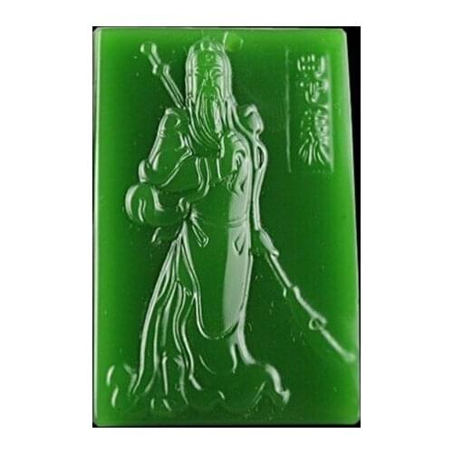 Natural Green Hand Carved Guangongyu Pendant Jewelry Necklace Guan Yun Changwu God of Wealth Jade BrandSpinachGreenMens Pendant