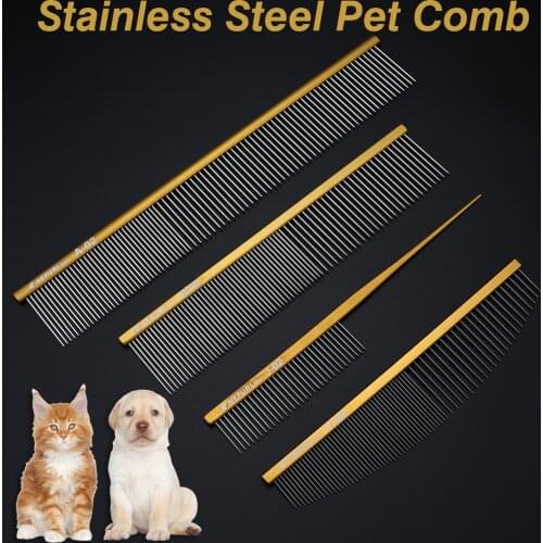 Metal comb for pets, comb for dogs and cats, stainless steel, hairbrush for pet grooming