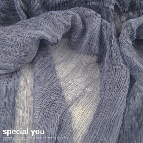 Silk Georgette Chiffon Fabric Dress Grass Dyed Gray Blue Light Skirt Shirt DIY Patchwork Tissue