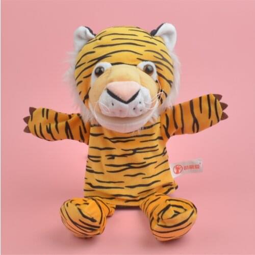 Siberian tigers Style Big Hand Puppet Animal Plush Toys Baby Cloth Educational Cognition Hand Toy Finger Dolls Tiger Puppet