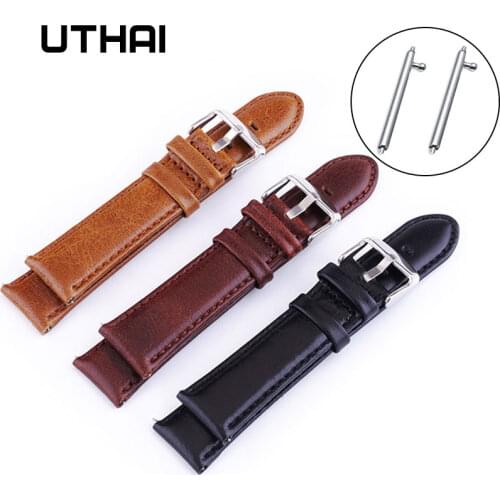 UTHAI P09 20mm Watch Strap Classic Calf Leather 22mm Watch Band With Leather Watch Strap Switch ear Watchbands Free shipping