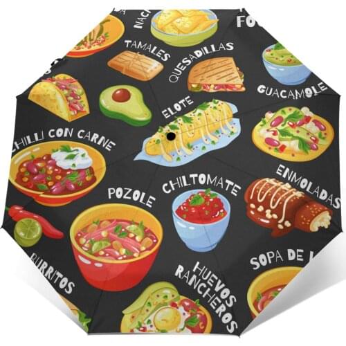 Wind Resistant Folding Automatic Umbrella Women Auto Mexican Food Windproof Umbrellas Rain For Men Parasol